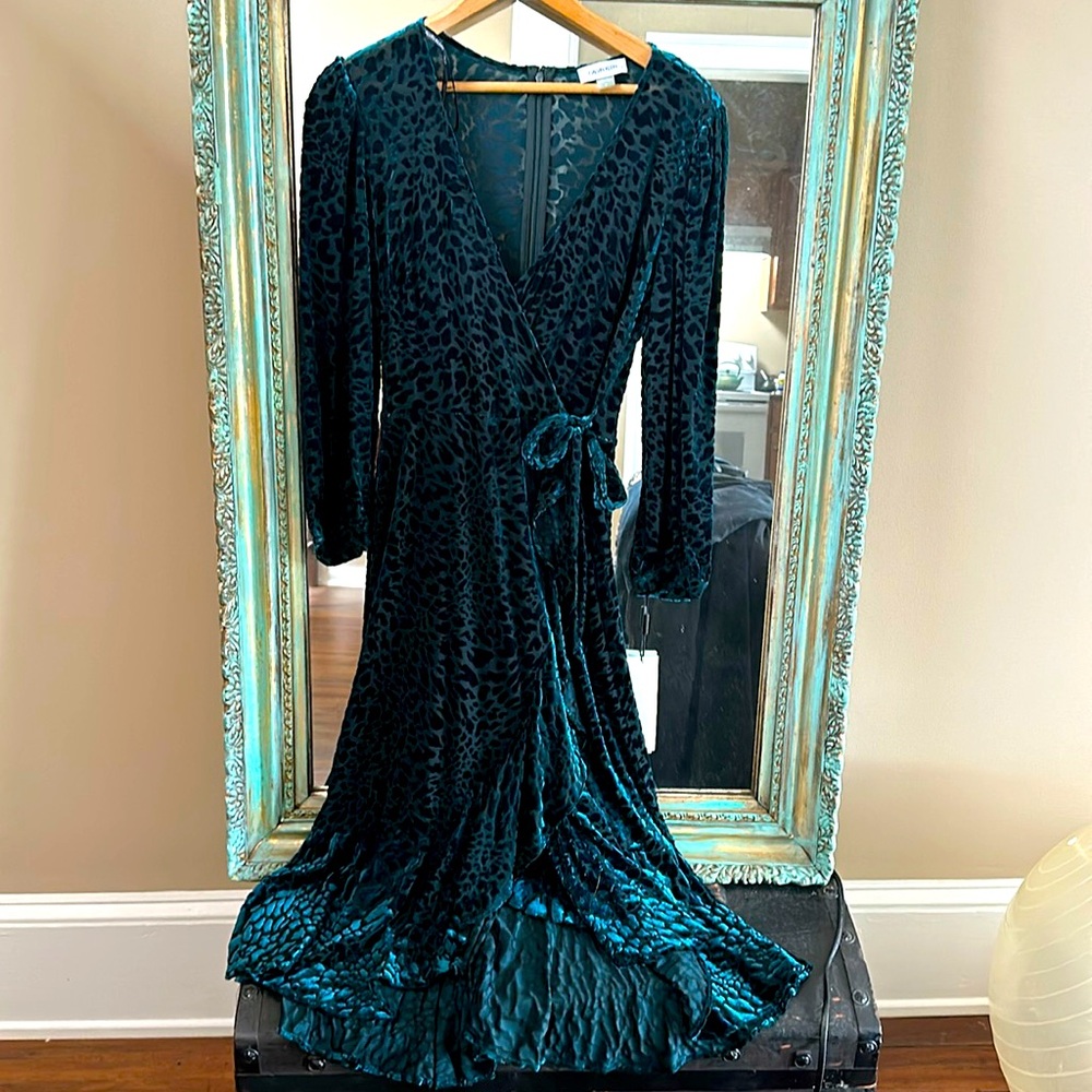 Green burnout velvet Calvin Klein Dress size 4